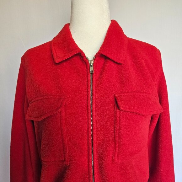 GAP Women's Red Fleece Zippered Jacket with Pockets, Size XS - Picture 1 of 16